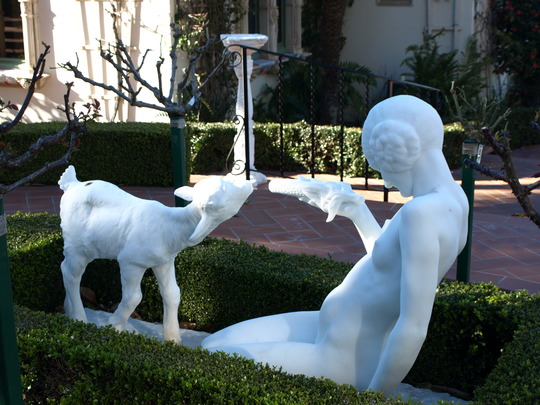 Lamb & woman sculpture