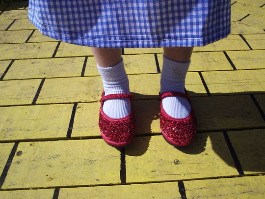 My daughter models the Ruby Slippers.