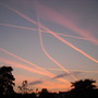 Vapour trails over Ashford