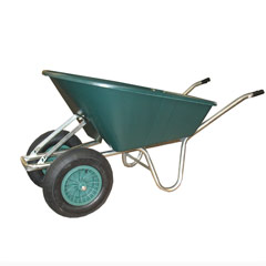 Greenfingers Galvanised Wheelbarrow-Twin wheeled- 114L